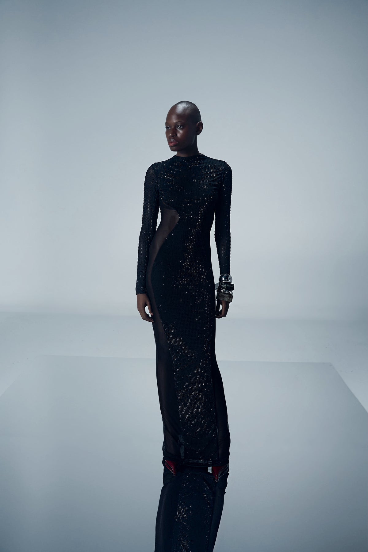 CRYSTAL ILLUSION MESH GOWN