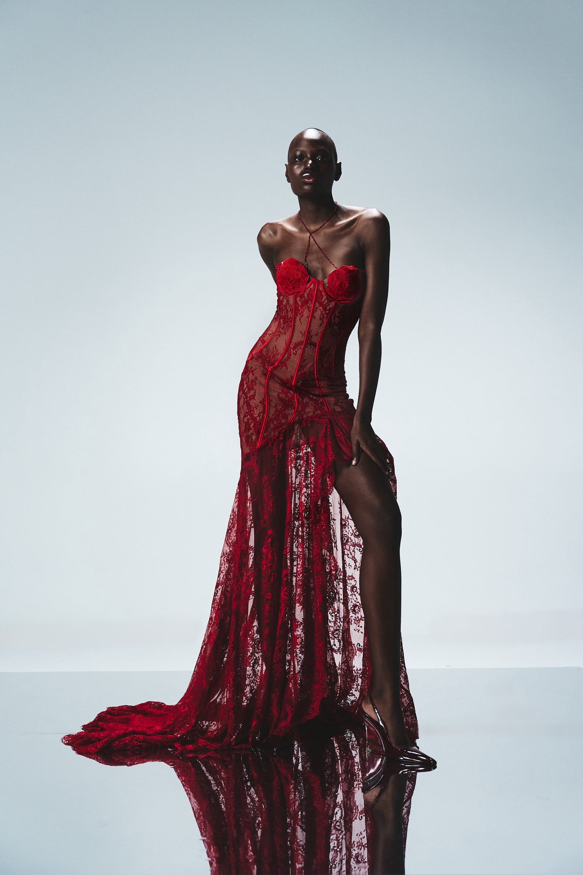 FLORAL BUSTIER LACE DRESS- PRE ORDER