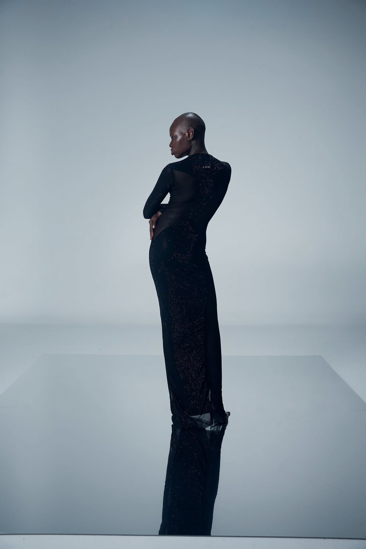 CRYSTAL ILLUSION MESH GOWN