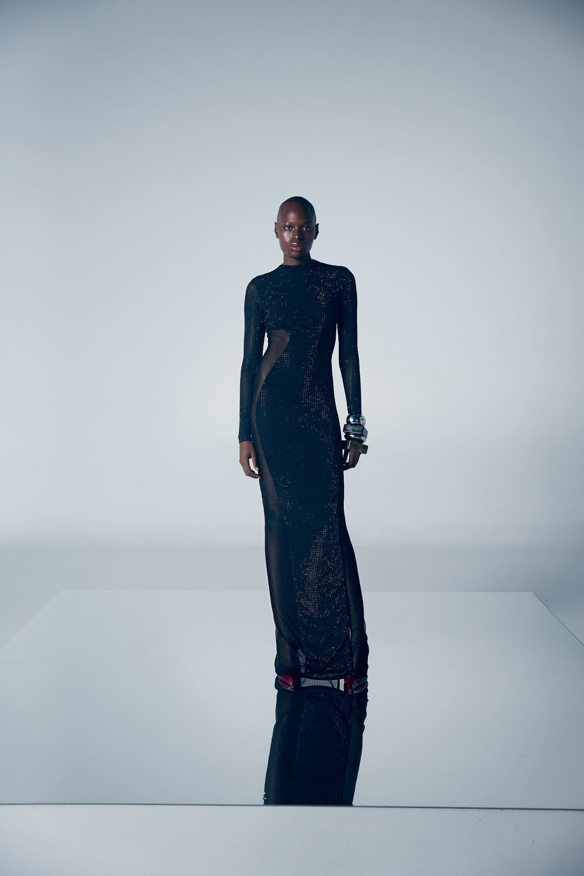 CRYSTAL ILLUSION MESH GOWN