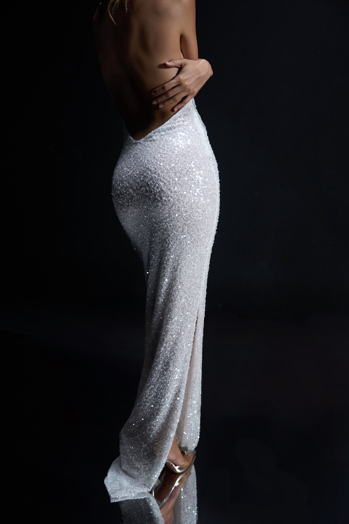 HALTER CRYSTAL SEQUIN DRESS