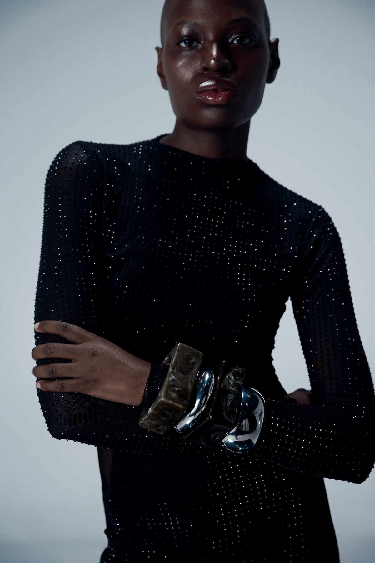 CRYSTAL ILLUSION MESH GOWN